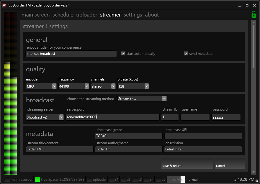 Codificador y streaming